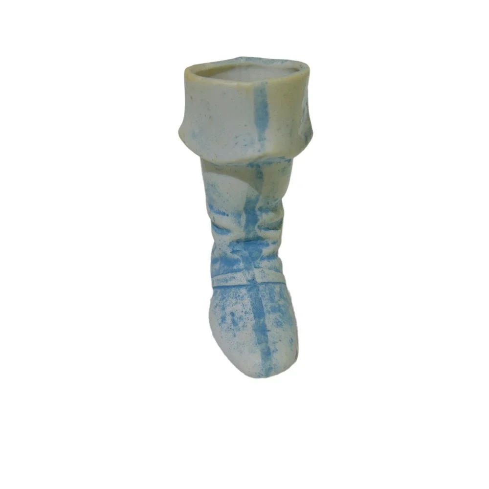 VTG Blue Ceramic Spurs Boot Small Vase 3